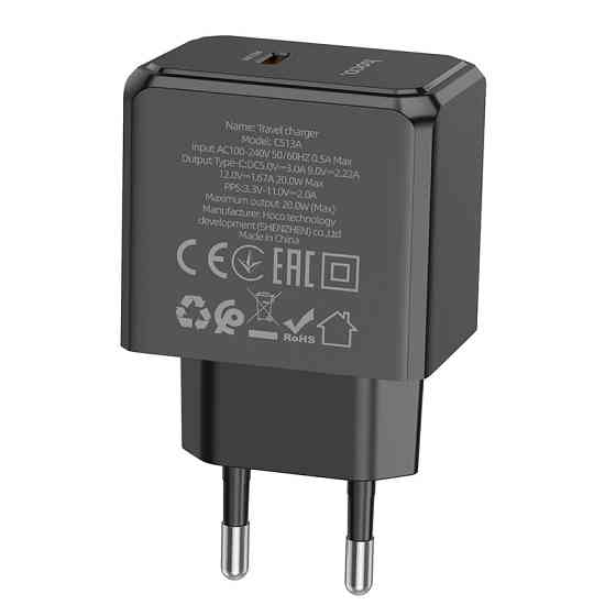 Мережевий зарядний пристрій HOCO CS13A Ocean single port PD20W charger Black Одеса