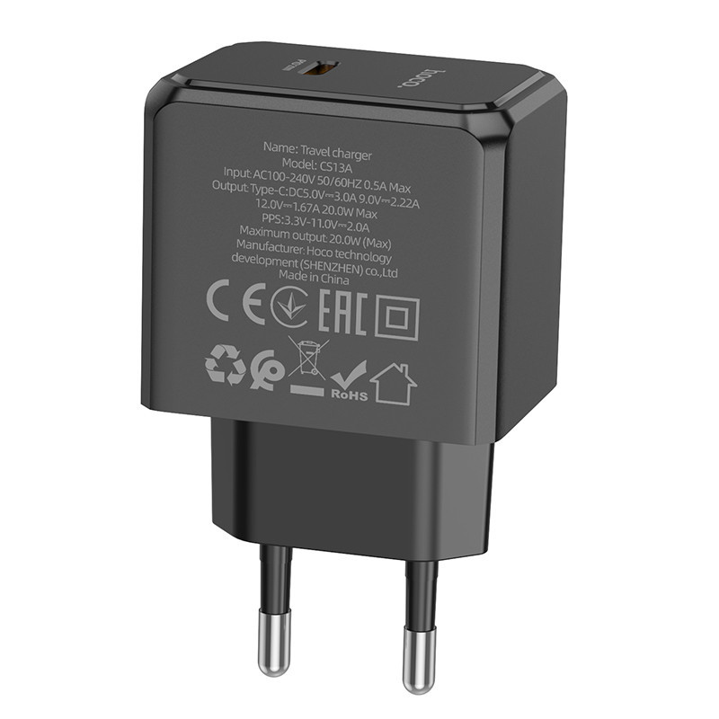 Мережевий зарядний пристрій HOCO CS13A Ocean single port PD20W charger Black Одеса - фото 5