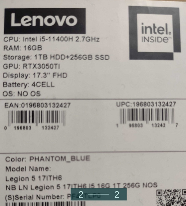 Ноутбук: Lenovo Legion 5 , 17ACH6 Phantom Blue. Киев - изображение 2