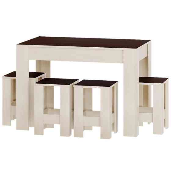 Обідній комплект Еверест Стіл СТО-1 + 4 табурети Т-1 Венге темний + Дуб молочний (DTM-5587) Дніпро