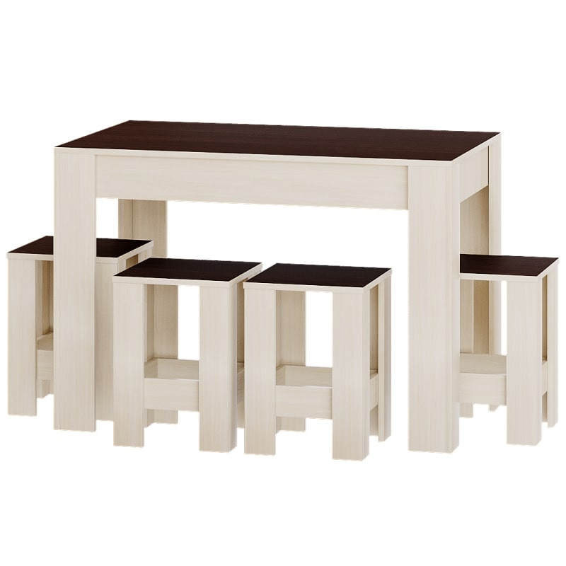 Обеденный комплект Эверест Стол СТО-1 + 4 табурета Т-1 Венге темный + Дуб молочный (DTM-5587) Днепр - изображение 1