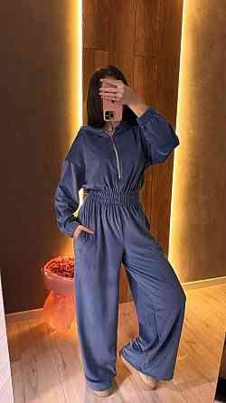 Жіночий стильний повсякденний комбінезон велюр плюш Джинс, 44/46 Одеса