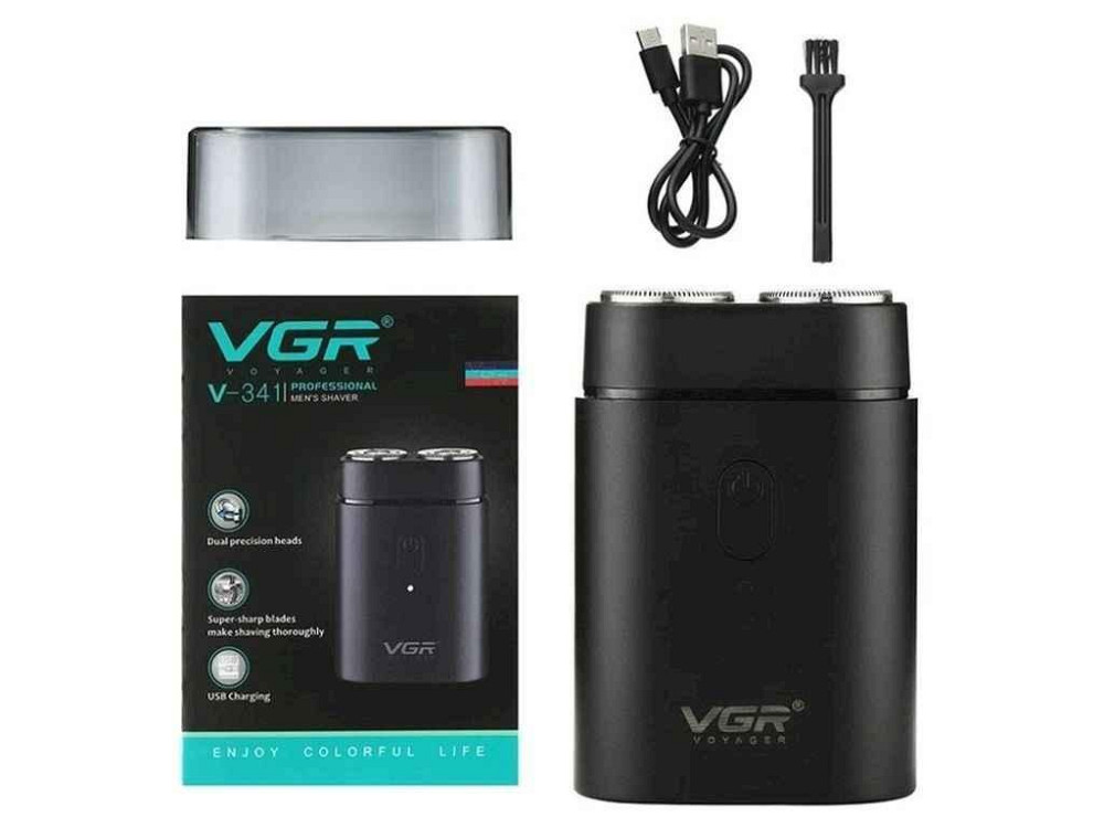 Электробритва 5Вт Аккумулятор VGR V-347 BLACK, роторная, IPX7 ТМ VGR Киев - изображение 1