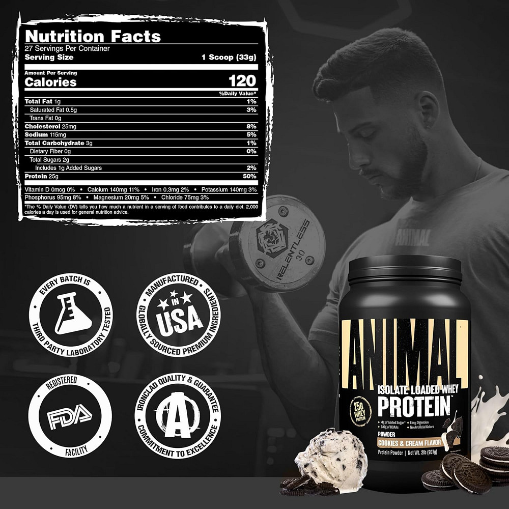 Animal Isolate Loaded Whey Protein 907g (Cookies cream) Луцк - изображение 2