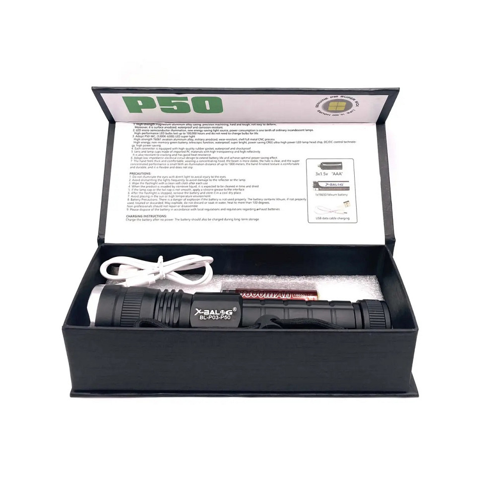 Армійські тактичні ліхтарі Bailong BL-P03-P50, Ударостійкий водонепроникний ліхтар LM-85 Львів - фото 5