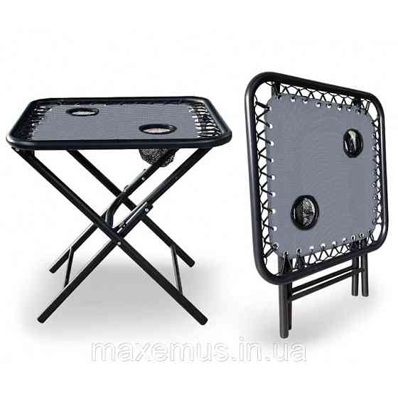 Шезлонг для отдыха на даче и пляже набор 2 шт + столик раскладной лежак с регулировкой спинки SP-167A серый Мостиска