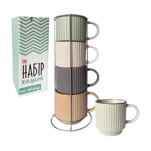 Набір чашок 4 предмети на стійці порцеляна 021-04-22 S&T Житомир