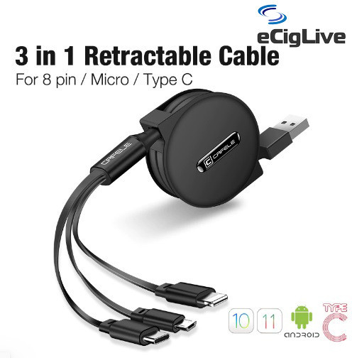 CAFELE 3 в 1 універсальний 120 см Кабель USB-microUSB + 8 Pin + Type C Original Київ - фото 3