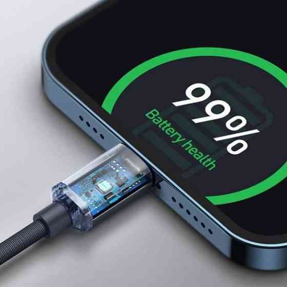Кабель Baseus Crystal Shine PD 20W USB-C to Lightning CAJY000201 (Сірий, 2м) Николаев
