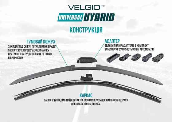 Щітка склоочисника гібридна Velgio Universal Hybrid 20/500мм Львів