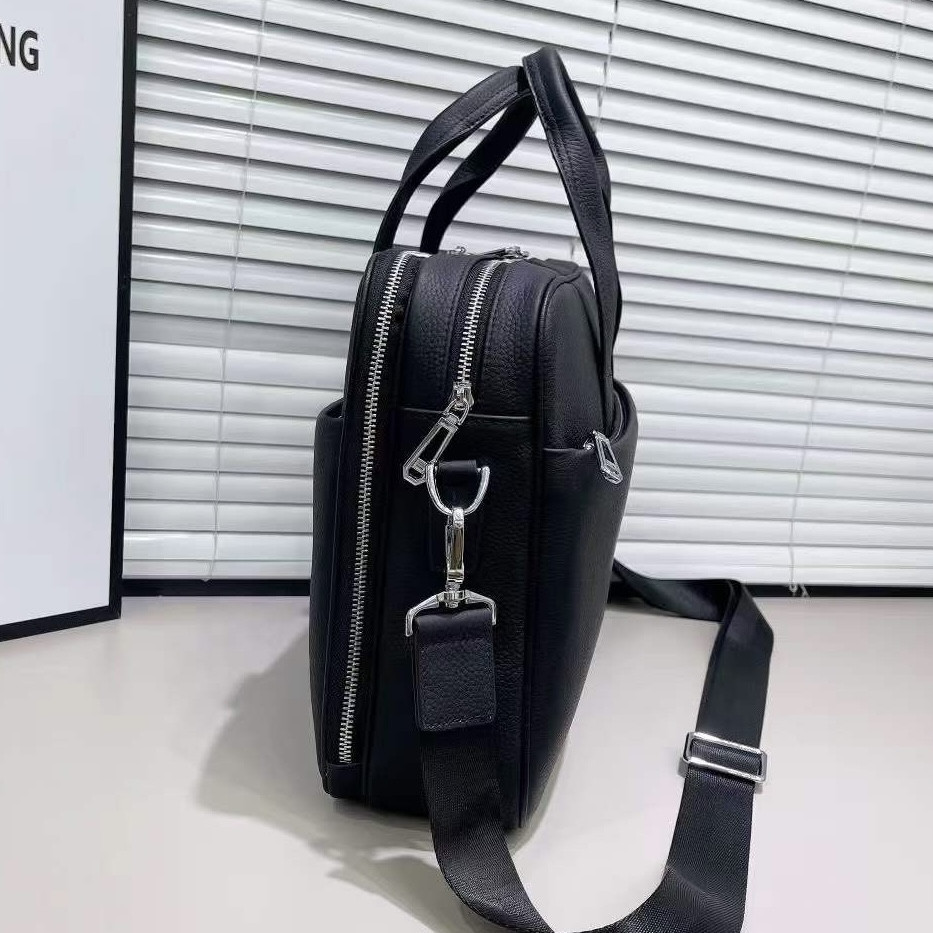 Кожаная мужская деловая сумка для ноутбука 40x27x10, офисный портфель Tiding Bag 56901, черный Каменское - изображение 3