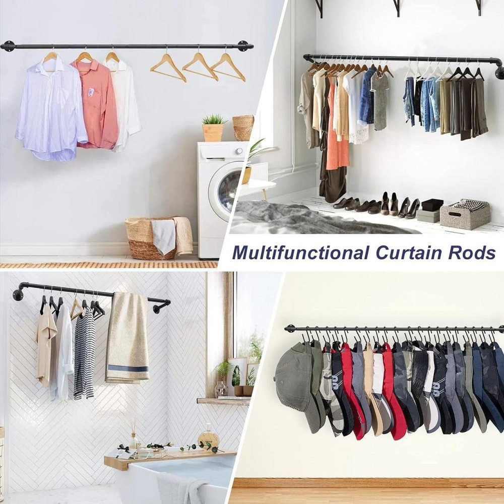 Дворядний карниз FLY HAWK 73-162 см, регульований, з фланцевими наконечниками, матовий чорний, з нержавіючої сталі Київ - фото 5