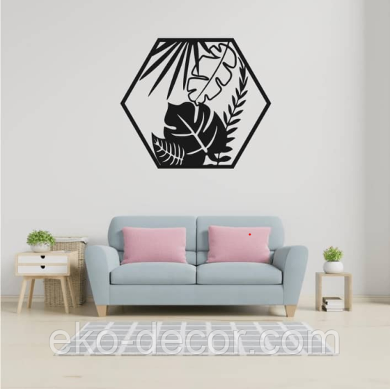 Декоративное настенное Панно «Растения» Декор на стену 90*90 см, Черный Киев