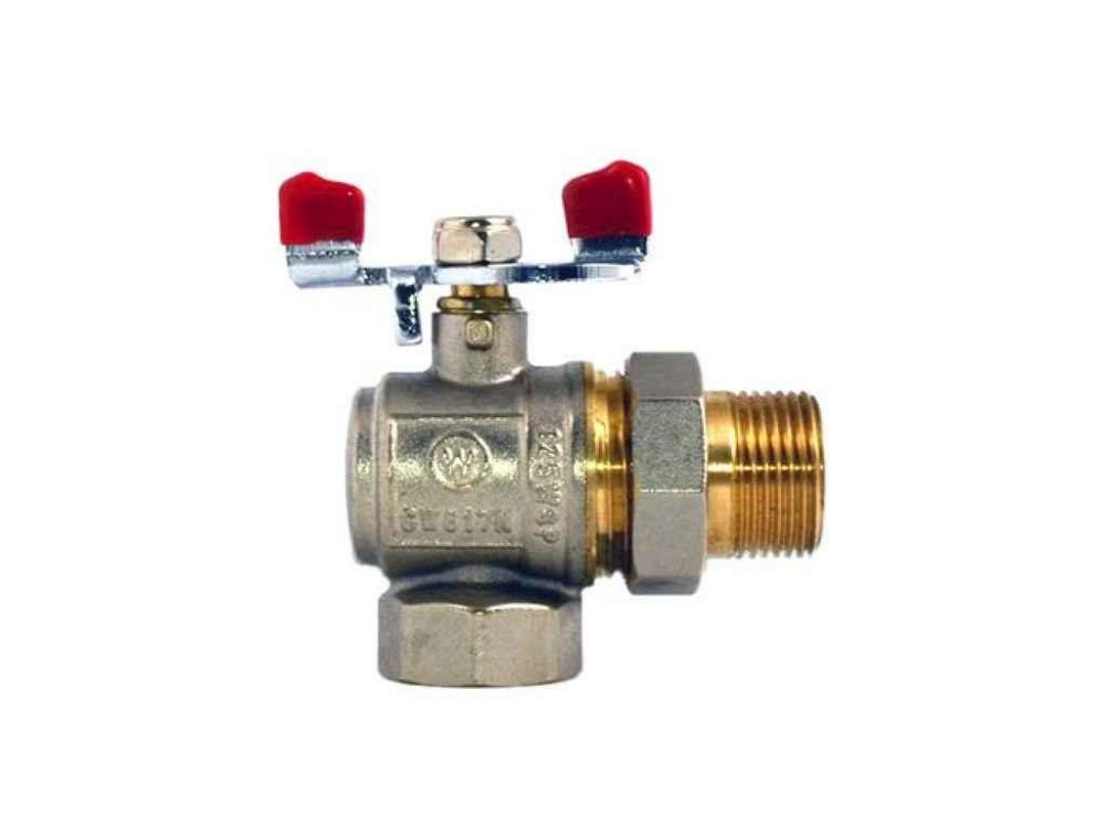 Кран с американкой угловой 1/2 красный ТМ WATERPRO Solmir Киев - изображение 1