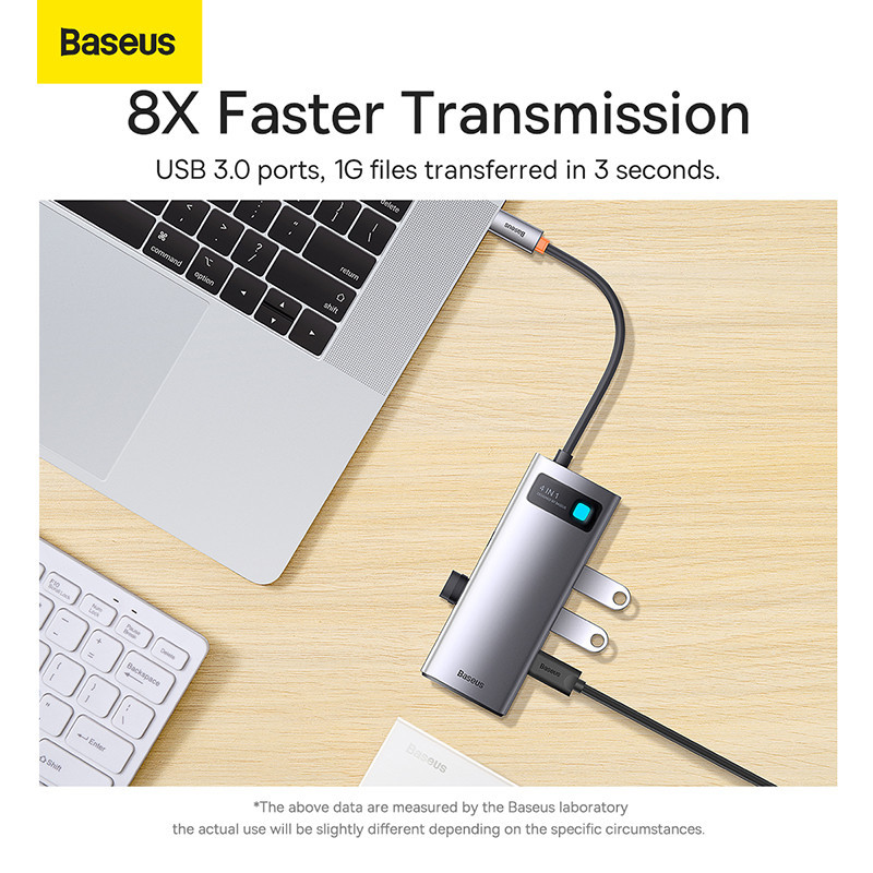 USB-хаб Baseus Metal Gleam Series 4-in-1 Multifunctional Type-C HUB Docking Station Gray（Type-C to USB3.0*4） Одеса - фото 10