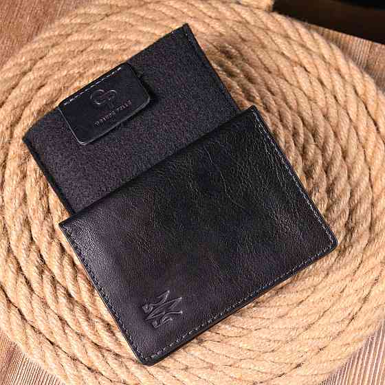 Обкладинка з глянсової шкіри на військовий квиток Тризуб Чорна (GRANDE PELLE) Київ