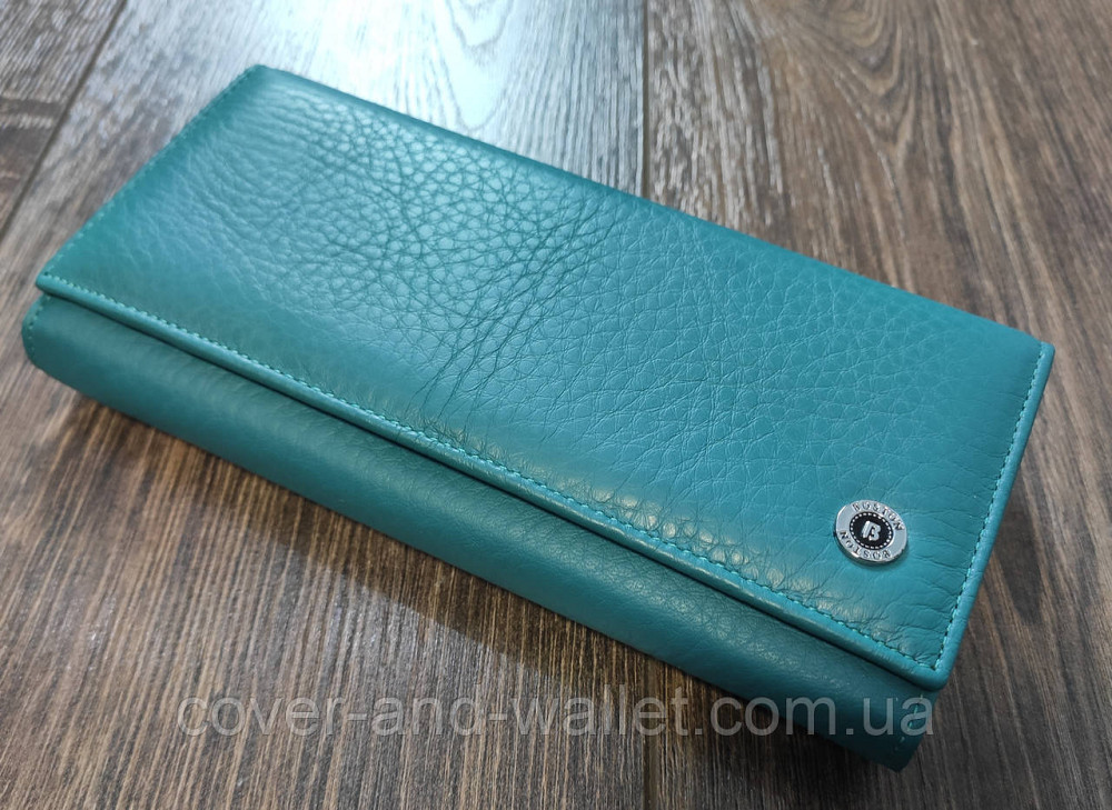 Бірюзовий жіночий шкіряний гаманець на багато карток Boston Київ - фото 1