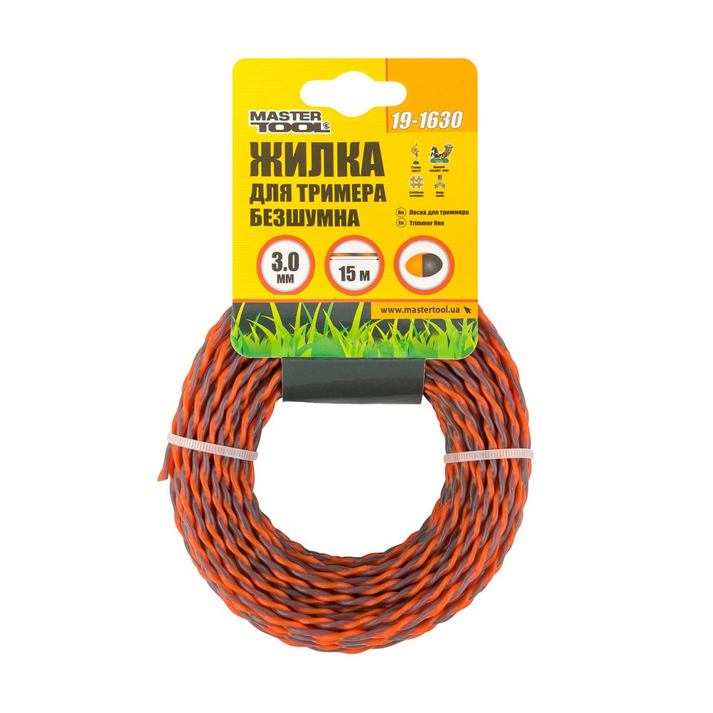 MASTERTOOL Жилка для тримера безшумна MASTERTOOL SPIRAL 3.00 мм 15 м двоколірна 19-1630 Коломия - фото 2