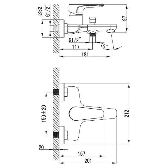 Змішувач MAGGIORE Ø40 для ванни литий CORSO BE-1C122C (9608200) Київ
