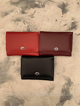 Компактный кожаный женский кошелек бордового цвета ST Leather 403 Киев - изображение 10