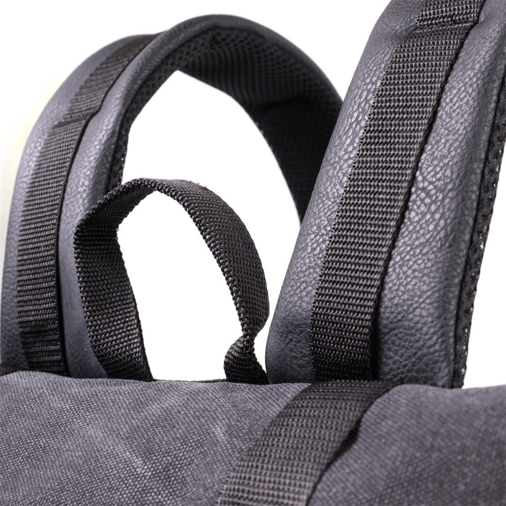 Добротный рюкзак для ноутбука из вставками эко-кожи FABRA 22583 Черный Киев - изображение 9