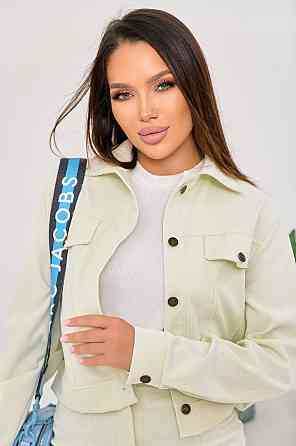 Женский стильный костюм двойка: жакет и юбка микровельвет Молочный, 48 Одесса