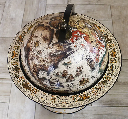 Глобус баров напольный Карта мира бежевый на черной основе сфера Киев - изображение 5