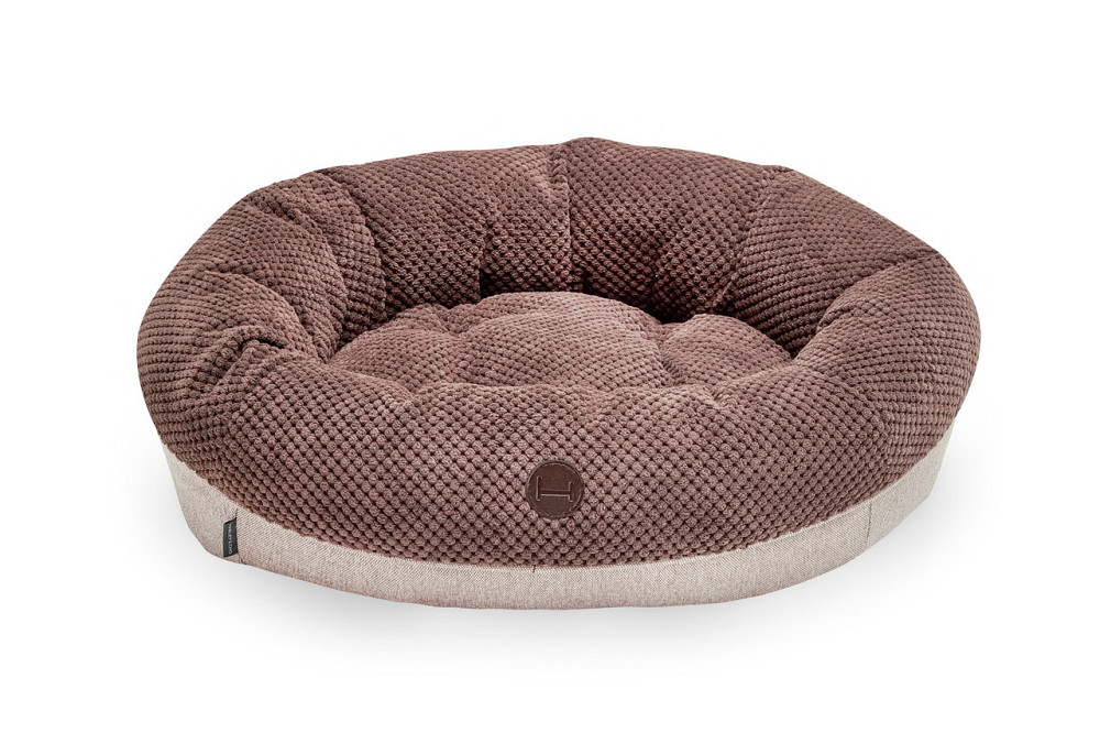 Лежанка для собак і котів овальна Harley and Cho, круглий лежак для тварин Bagel Brown Одеса - фото 6