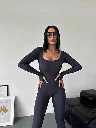 Жіночий стильний повсякденний комбінезон, щільний рубчик трикотаж. Графіт, 46/48 Одеса