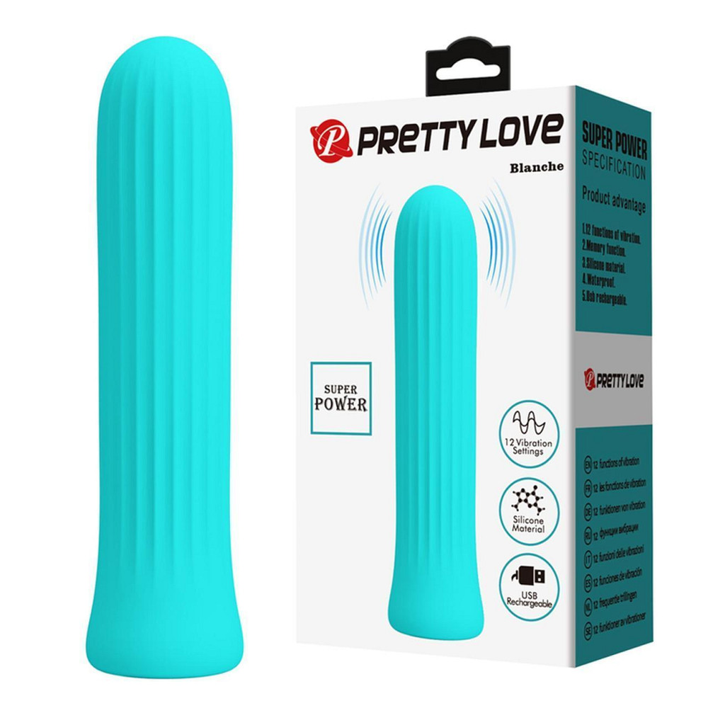 Мини-вибратор PRETTY LOVE Blanche бирюзовый, 2 х 10 см Sex Aura Киев - изображение 1