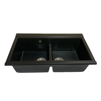 Мойка кухонная Adamant Similar чорний + змішувач + дозатор + ополіскувач склянок + колан (4824296106503) Вінниця - фото 3