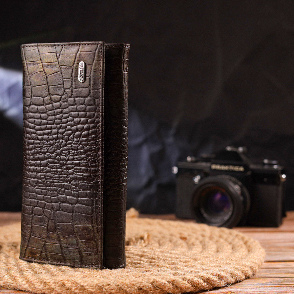 Интересный женский кошелек с монетницей из натуральной фактурной кожи CANPELLINI 21530 Разноцветный Киев - изображение 8