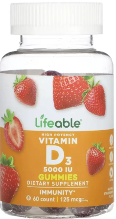 Витамин D Lifeable Vitamin D 5,000 IU Adult 60 жев таб клубника Киев
