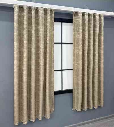 Комплект коротких штор VR-Textil Жакард Viva Marmo № 1787ш Бежевий 130х170 см 2 шт (35-0374) Київ