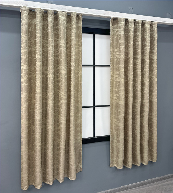 Комплект коротких штор VR-Textil Жакард Viva Marmo № 1787ш Бежевий 130х170 см 2 шт (35-0374) Київ - фото 3
