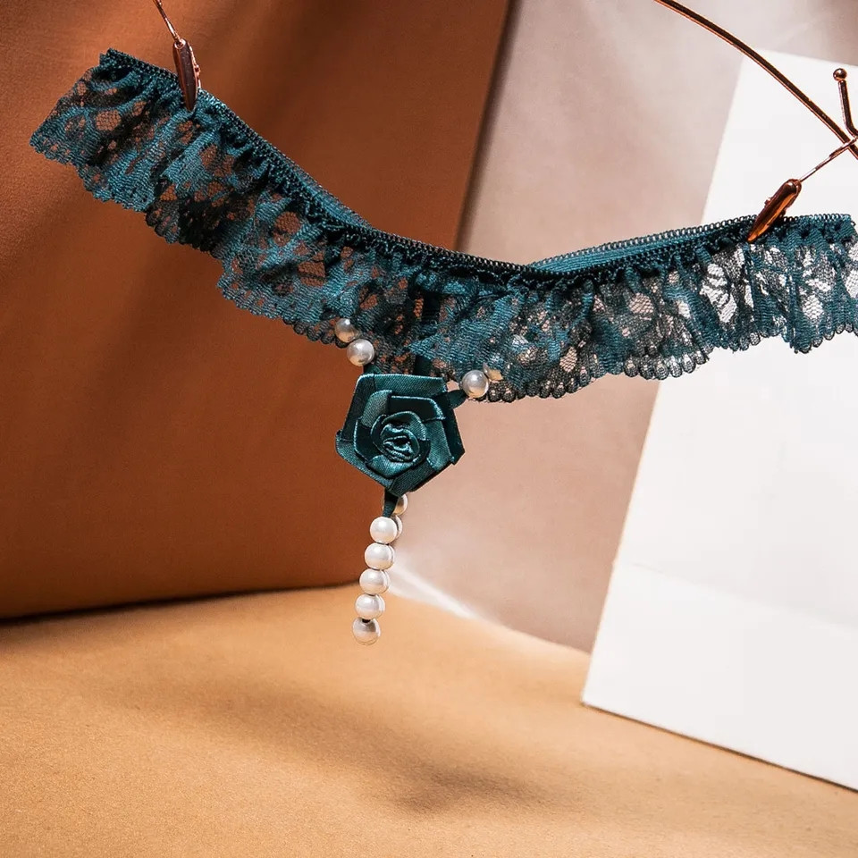 Стрінги з намистинками жіночі універсальний зелений Київ - фото 1