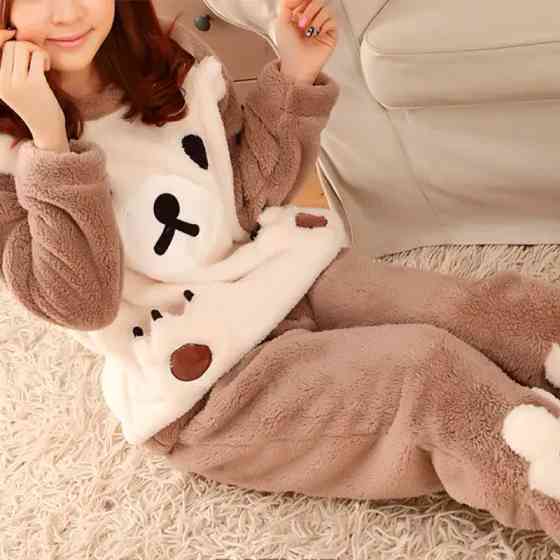 Женская тёплая махровая пижама Bear White XL Київ