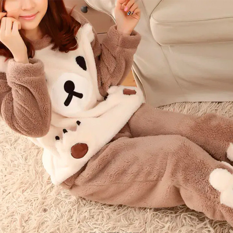 Женская тёплая махровая пижама Bear White XL Київ - фото 6