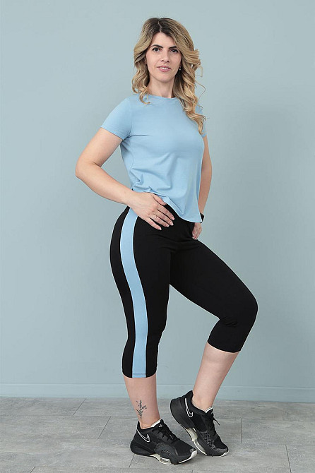 Спортивний костюм з бриджами "Dion" оптом | Батал Блакитний, 54-56 Київ - фото 4