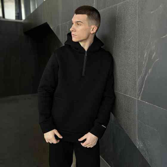 Теплое мужское худи зимнее чёрное Pobedov Concord Киев