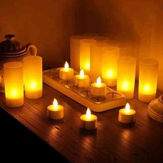 Набор светодиодных свечей на батарейках, 24 шт / Декоративные свечки / Новогодние свечи Киев