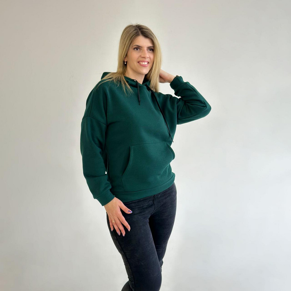 Однотонный батник с капюшоном 