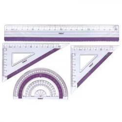 Набір лінійок "Умка" (лінійка15см + 2 трикутника+транспортир) бузков. пластик, ЛН05-15, шт Київ - фото 1