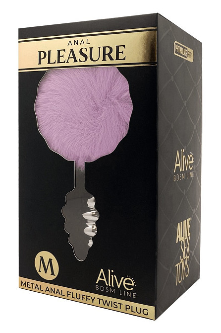Анальная рельефная пробка Alive Anal Pleasure с светло-фиолетовым хвостом, М Sex Aura Киев - изображение 4