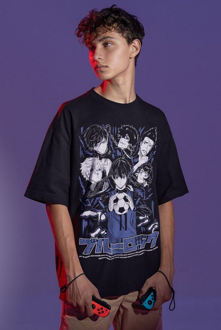 Футболка чоловіча з аніме принтом Блуе Локк Теам Йоікхі оверсайз (S/M/L) Чорний AnimeJ0955 Дніпро - фото 3