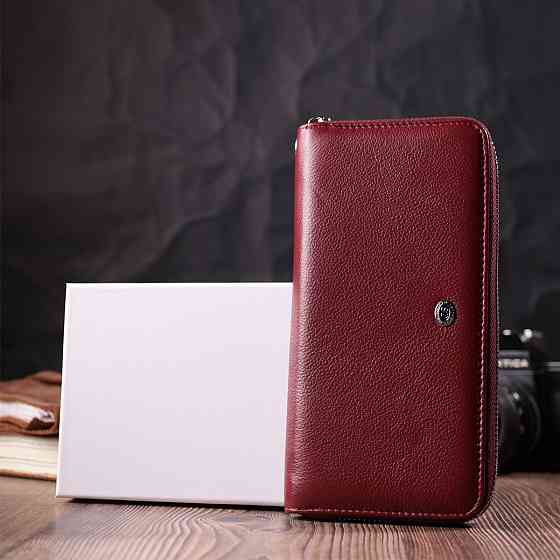 Кошелек-клатч для женщин на одно отделение из натуральной кожи ST Leather 22560 Бордовый Киев