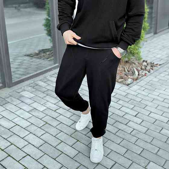 Спортивний демісезонний костюм чоловічий чорний. Комплект штани та кофта Pobedov Grand Київ