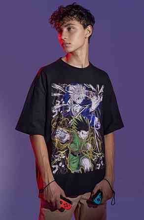 Футболка з аніме принтом Гон Кіллуа Хісока Хунтер оверсайз (S/M/L) Чорний AnimeJ1080 Дніпро