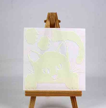 Фосфорна наклейка Кіт 10 на 8 см блакитний Київ