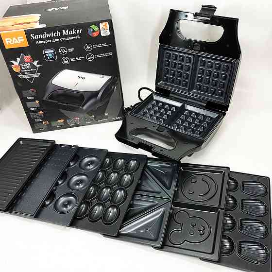 Сендвічниці бутербродниці RAF R.551 850 Вт 8 в 1, Мультимейкер бутербродниця вафлі гриль пончики ED-19 Івано-Франківськ